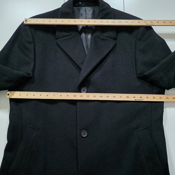 Lauren Ralph Lauren Overcoat Men 42R Black Wool Cashmere Blend Lined Preppy FLAW - Picture 4 of 16